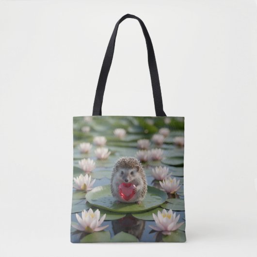 Schattige egel met robijnen hart tote bag (Voorkant)