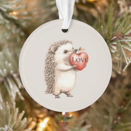 Schattige egel met rode hartliefde ornament (Boom)