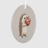 Schattige egel met rode hartliefde ornament (voorkant)