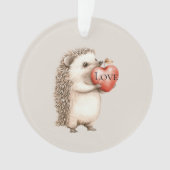 Schattige egel met rode hartliefde ornament (voorkant)