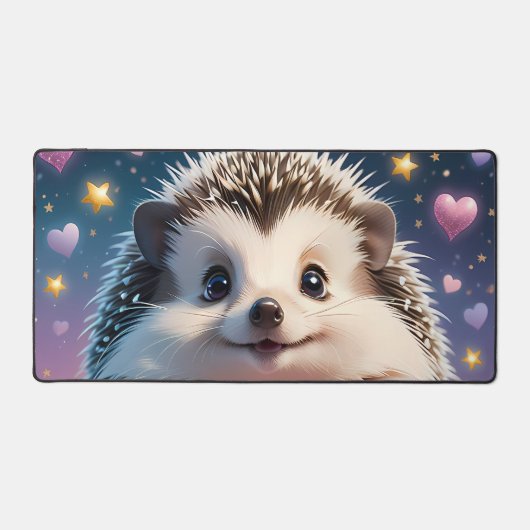 Schattige egel met sterren en harten bureaumat (Voorkant)