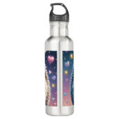 Schattige egel met sterren en harten waterfles (Achterkant)