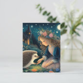 Schattige egel met twee oren sprookje briefkaart (Staand voorkant)