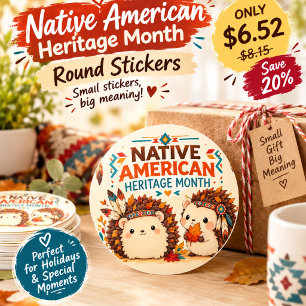 Schattige Egel Native American Heritage Maand Herf Ronde Sticker