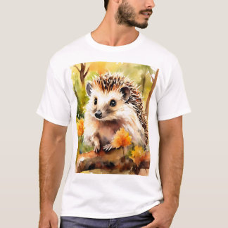 Schattige egel op herfstbladeren t-shirt