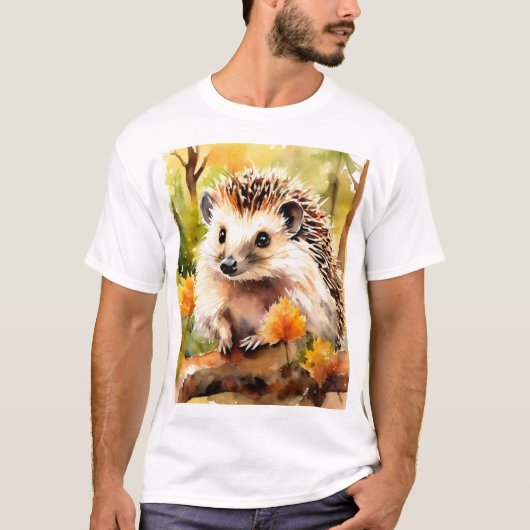 Schattige egel op herfstbladeren t-shirt (Voorkant)