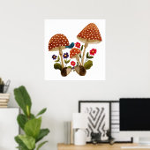 Schattige Egel Paar En Paddestoelen Poster (Thuiskantoor)