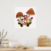 Schattige Egel Paar En Paddestoelen Poster (Keuken)