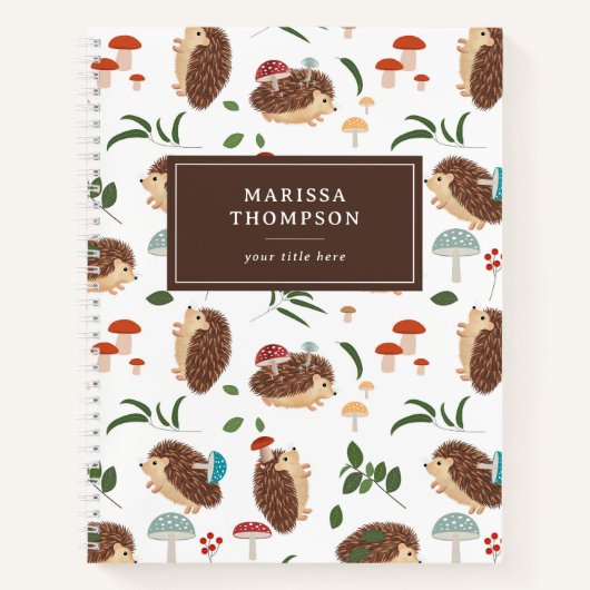 Schattige egel paddenstoelen bos bosdier notitieboek (Voorkant)