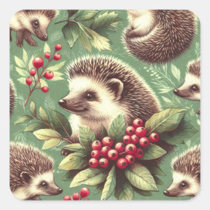 Schattige  egel patroon vierkante sticker