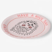 Schattige egel. Prettige dag. Veel plezier op het Papieren Bordje (Gekanteld)