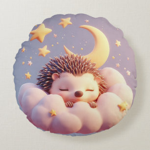 Schattige egel slapen op een wolk rond kussen