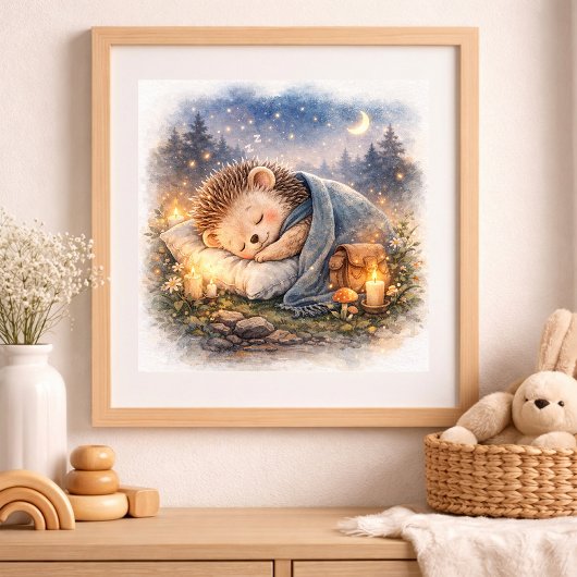 Schattige egel slapende kinderen poster