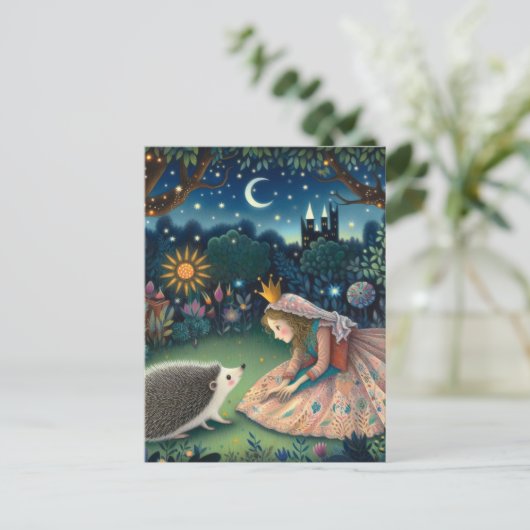 Schattige egel sprookjesprinses briefkaart (Staand voorkant)