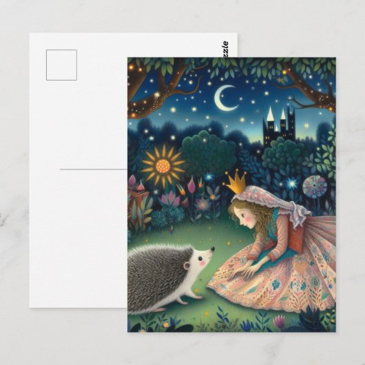 Schattige egel sprookjesprinses briefkaart (Voorkant / Achterkant)