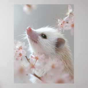 Schattige egel tussen de voorjaarsbloesems poster