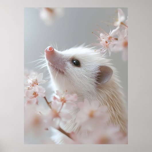 Schattige egel tussen de voorjaarsbloesems poster (Voorkant)