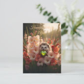 Schattige egel van augustus met peridot hart briefkaart (Staand voorkant)