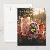 Schattige egel van augustus met peridot hart briefkaart (Voorkant / Achterkant)