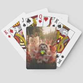 Schattige egel van augustus met peridot hart pokerkaarten