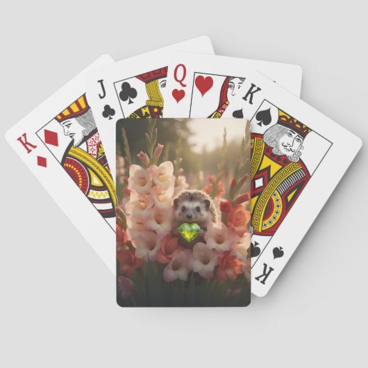 Schattige egel van augustus met peridot hart pokerkaarten (Achterkant)