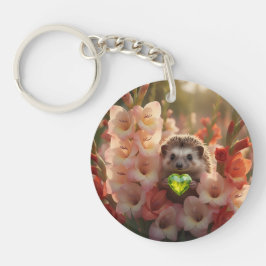 Schattige egel van augustus met peridot hart sleutelhanger