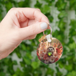 Schattige egel van augustus met peridot hart sleutelhanger