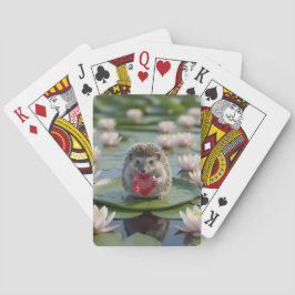 Schattige egel van juli met robijnen hart pokerkaarten