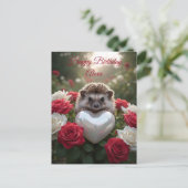 Schattige egel van juni met parelhart briefkaart (Staand voorkant)