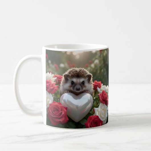 Schattige egel van juni met parelhart koffiemok (Links)