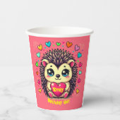 Schattige egel  verjaardagsmeisje papieren bekers (Voorkant)