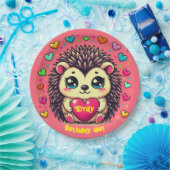 Schattige egel  verjaardagsmeisje papieren bordje (Feest)