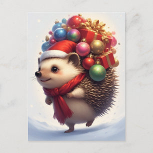 Schattige egel viert kerst briefkaart
