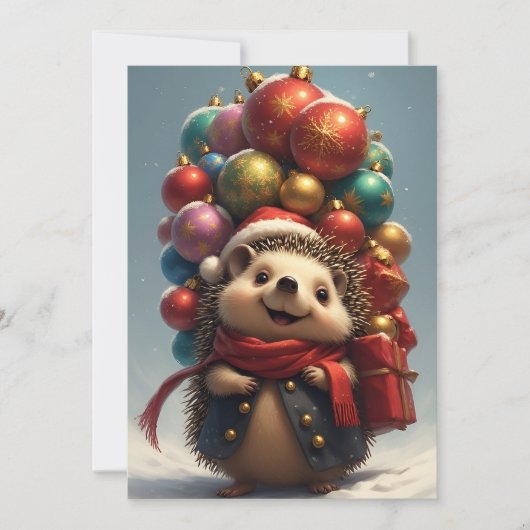 Schattige egel viert kerstmis kaart (Voorkant)