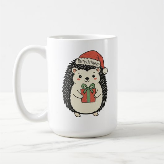 Schattige egel vrolijk kerstfeest koffiemok (Links)
