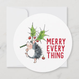 Schattige egel vrolijk kerstfeest rond feestdagenkaart