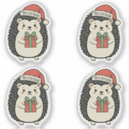 Schattige egel vrolijk kerstfeest sticker