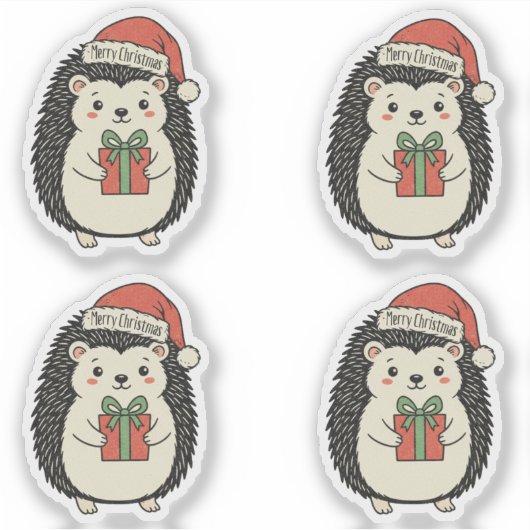 Schattige egel vrolijk kerstfeest sticker (Voorkant)