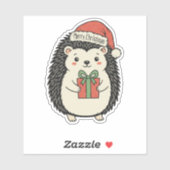 Schattige egel vrolijk kerstfeest sticker (Vel)