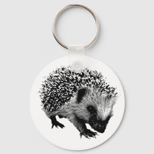 Schattige egel. Wildlife Digital Engraving Sleutelhanger (Voorkant)