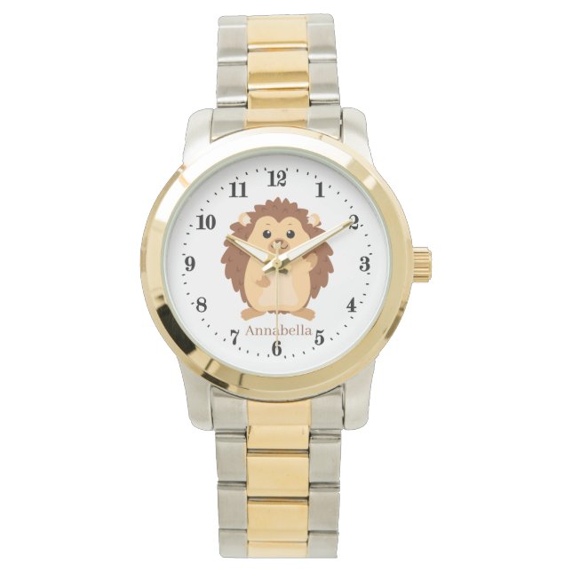 schattige egelliefhebbers voegen naam toe horloge (Voorkant)