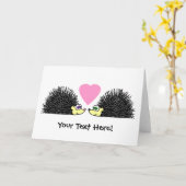 Schattige Egels Verliefd Kaart (Gele Bloem)