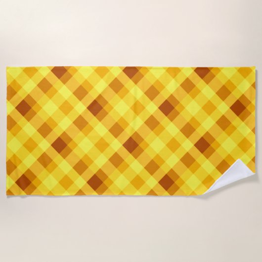 Schattige Egg Yolk Yellow Plaid Strandlaken (Voorkant)