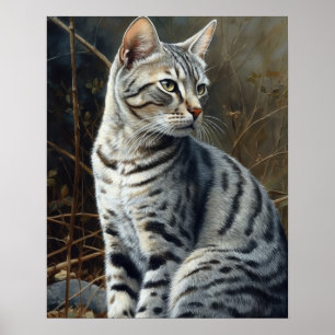 Schattige Egyptisch Mau Cat Art Print Poster