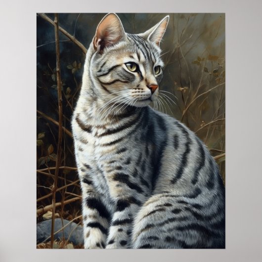 Schattige Egyptisch Mau Cat Art Print Poster (Voorkant)
