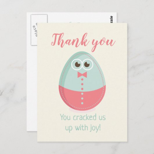 Schattige Ei Baby shower Dank u kaart (Voorkant / Achterkant)