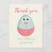 Schattige Ei Baby shower Dank u kaart (Voorkant)