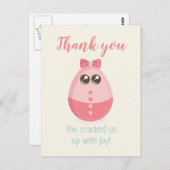 Schattige Ei Baby shower Dank u kaart (Voorkant / Achterkant)