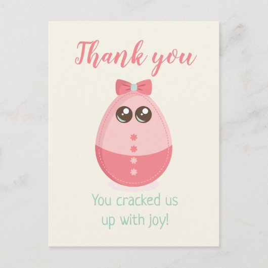 Schattige Ei Baby shower Dank u kaart (Voorkant)
