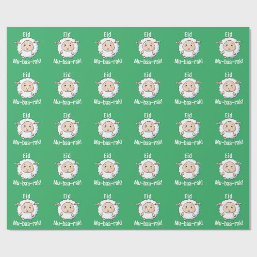 Schattige "Eid Mubarak" Schapen Grappige Kinderen  Cadeaupapier (Vlak)